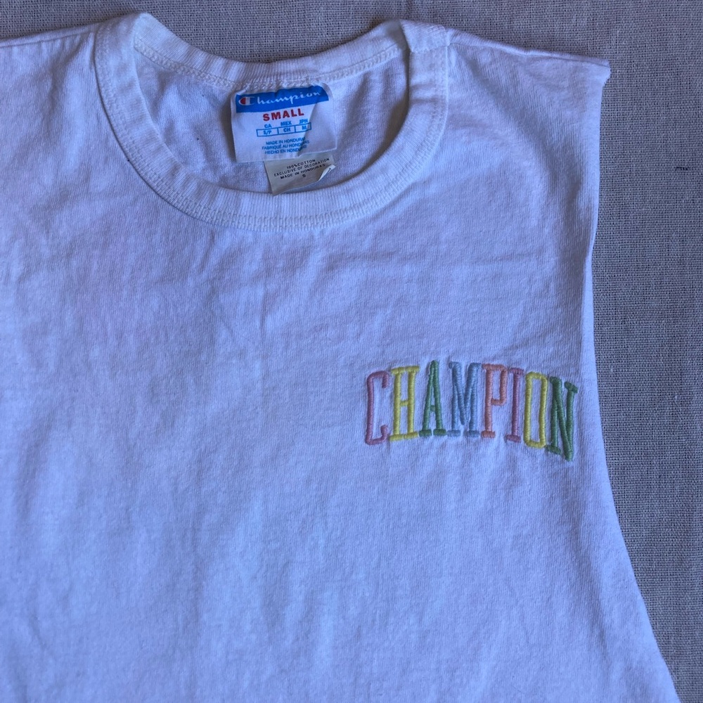 Champion White Tank Top with Embroidered Logo